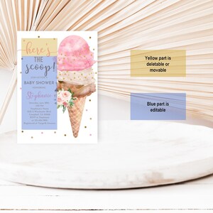 Ice Cream Baby Shower Invite: Pastel Pink and Brown Editable Bab92 image 6