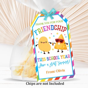 Friend Chip Bag Tags Last Day of School Tag Classroom Treat Tag End of School Year Teacher Gift Tag Summer Editable Printable Download Est33