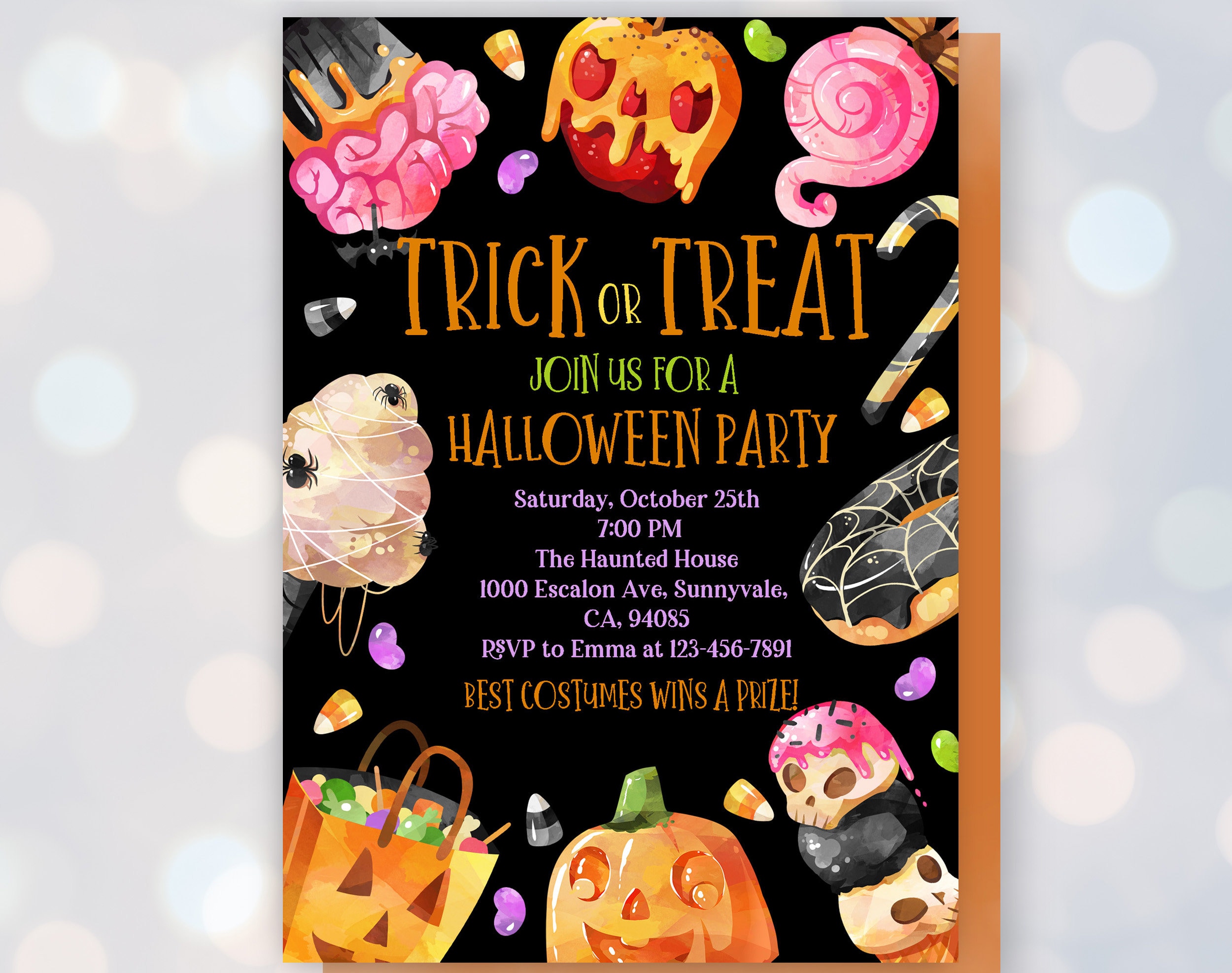 Trick or Treat Invitation Halloween Party Invite Halloween - Etsy