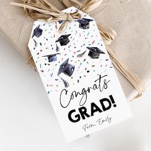 Graduation Favor Tags bearbeitbarer Abschluss Geschenkanhänger Schule Party Favor Tag Printable grad Dekoration Highschool College Tag Glückwunsch Gt6