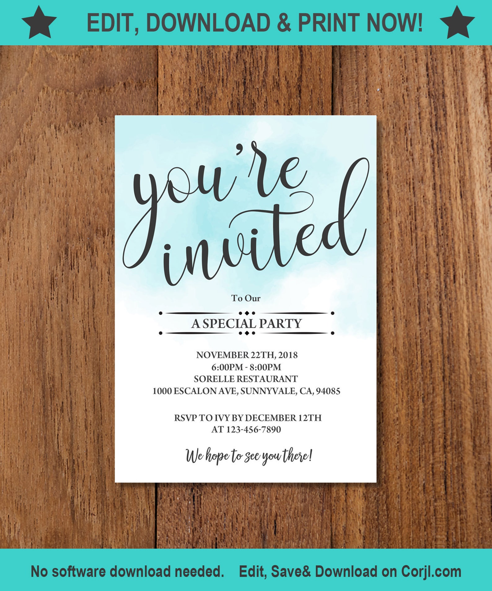 You #39 re Invited Template All Text Editable Invitation Template Editable
