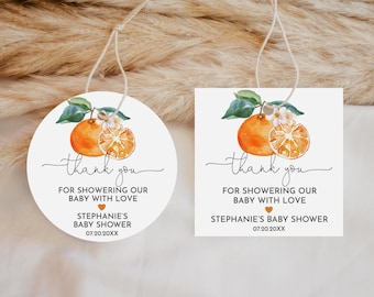 Babypartybevorzugung Tags: Citrus Clementine Oranges (Printable Editable Bab322)