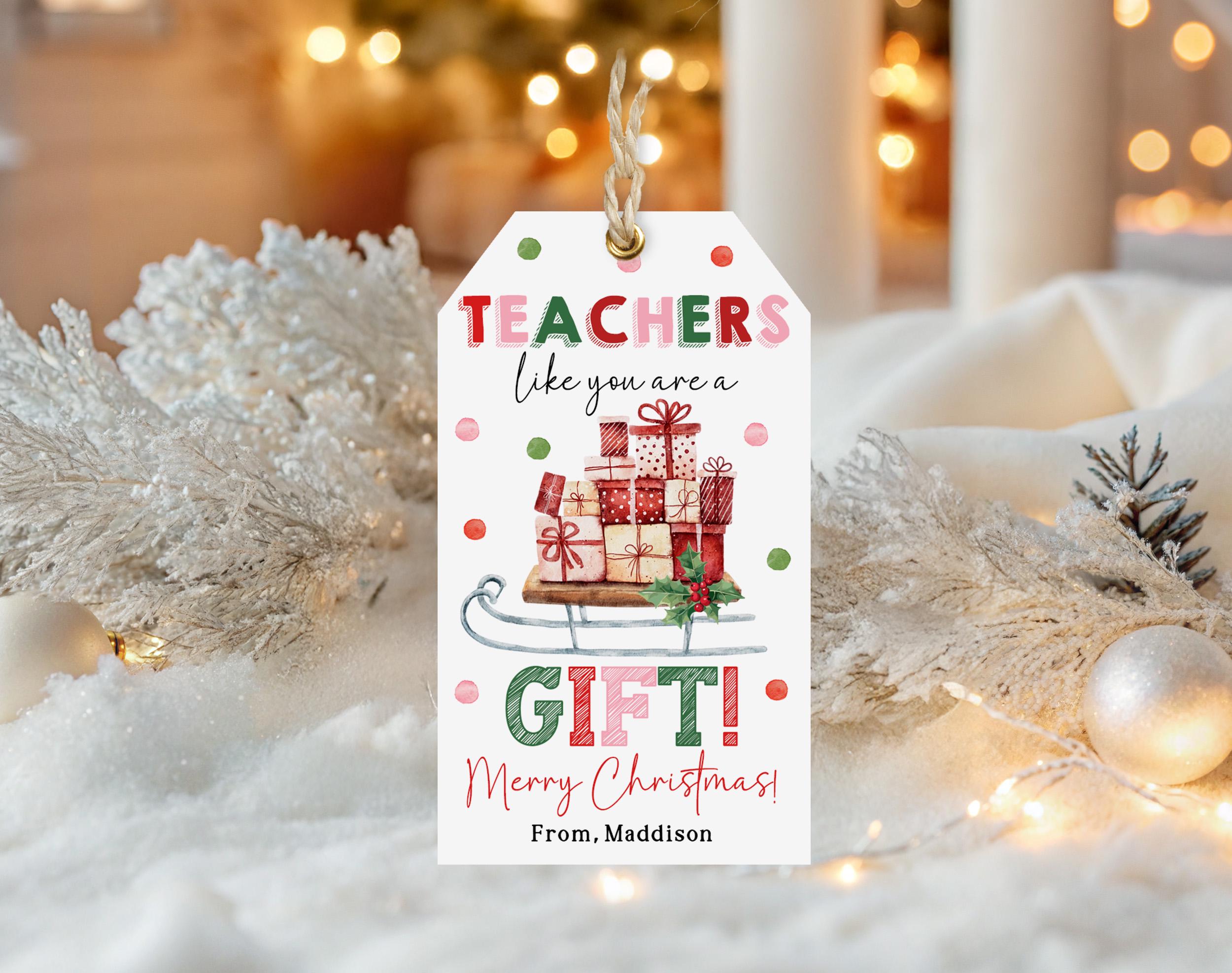 Teacher Gift Tag: Christmas Printable - Editable Digital Download ...