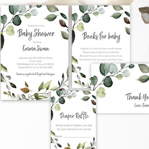 Baby Shower Invitation Set  Greenery Wreath Baby Shower Set  Gender Neutral  Download  100% EDITABLE  Bab7