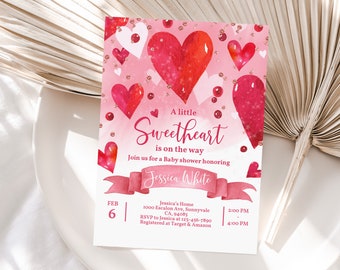 Baby Shower Invitation: Valentine’s Love Heart Theme (Rose Gold Bab3)