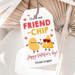 Kinder Valentinstag Karten Chip Tags Freund-Chip Chip Hooray Valentinstag Kinder Geschenke für Schule Klassenzimmer Tasche Chips Tag bearbeitbar Vat68