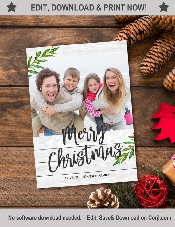 rustic grey christmas greeting card rustic christmas photo card family christmas card christmas card template printable holiday card family christmas card template