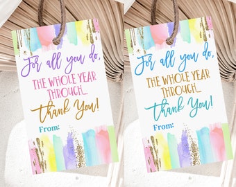 Teacher Appreciation Tags Teacher Gift Tags Thank You Tag Daycare Childcare Favor Gift Tag Label Digital Printable Download Tat4