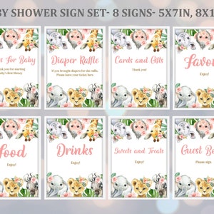 Safari Girl Babypartyschild-Set 8 x 10 Zoll, 5 x 7 Zoll inklusive EDITIERBAR, Download Bab100