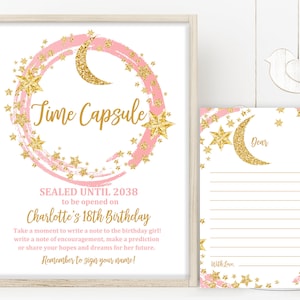 Time capsule sign and card  Twinkle twinkle little star   8x10in Sign, 5x7in Letter included  Download  EDITABLE  Bir163