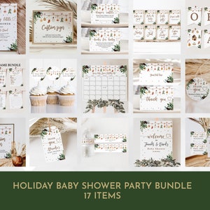 A Merry Little Baby Shower bundle Christmas Holiday Invitation Pack Winter Invite Gender neutral Digital Editable Printable Download Chbab1