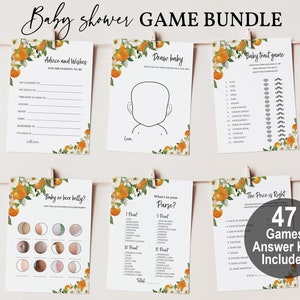 A Little Cutie Orange Baby Shower Game Bundle Templates Citrus Game Set Clementine Baby Shower Game Pack Editable Printable Download Bab180