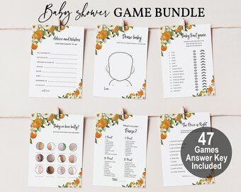 Baby Shower Game Set: Orange Citrus Theme - Editable & Printable Bab180