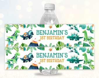 EDITABLE Dinosaur Water Bottle Label Printable Boy's - Etsy