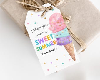 Summer Gift Tag - End of School Year Treat, Editable Printable Est50