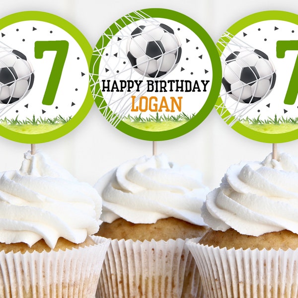 Soccer Birthday Cupcake Toppers Soccer Party Decor Soccer Balls Table Decorations Kids Boy Girl Printable Instant Editable Download Bir245