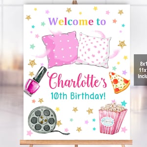 Sleepover party welcome sign  Pajama Birthday Party Welcome Sign  Editable  Download  2 size included  Bir161