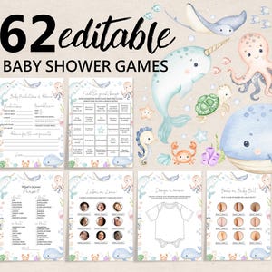 Under the Sea Baby Shower Games bundle Ocean Baby Shower Game Pack Editable Nautical Baby Shower Game Bundle Printable Sea Game Set Bab323