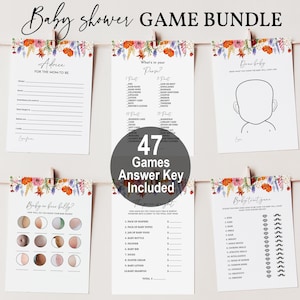 Wildflower Baby Shower Games Bundle Baby in Bloom Baby Games Bundle Spring Floral Baby Shower Games Pack Girl Editable Printable Bab260