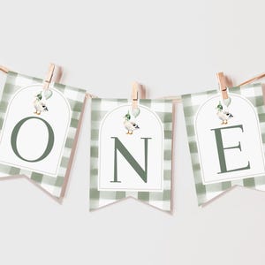Lucky Duck 1st Birthday Banner - Mallard Party Decoration Printable PDF Bir511