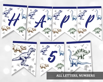 Dinosaur Birthday banner  Printable Banner  Download  Dinosaur party banner  Bir111