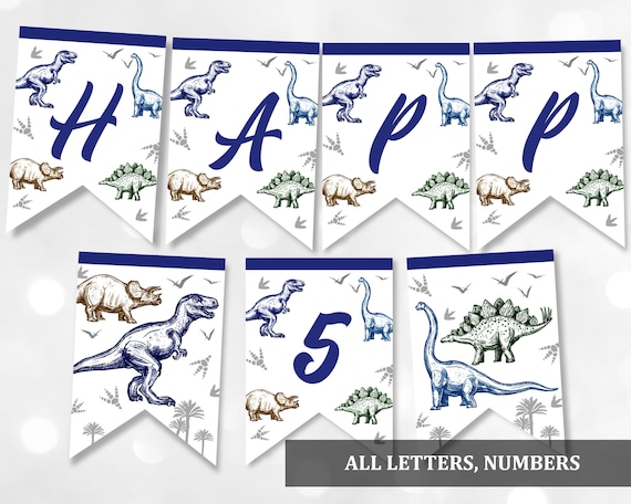 Dinosaur Birthday Banner/ Printable Banner/ INSTANT DOWNLOAD/ | Etsy