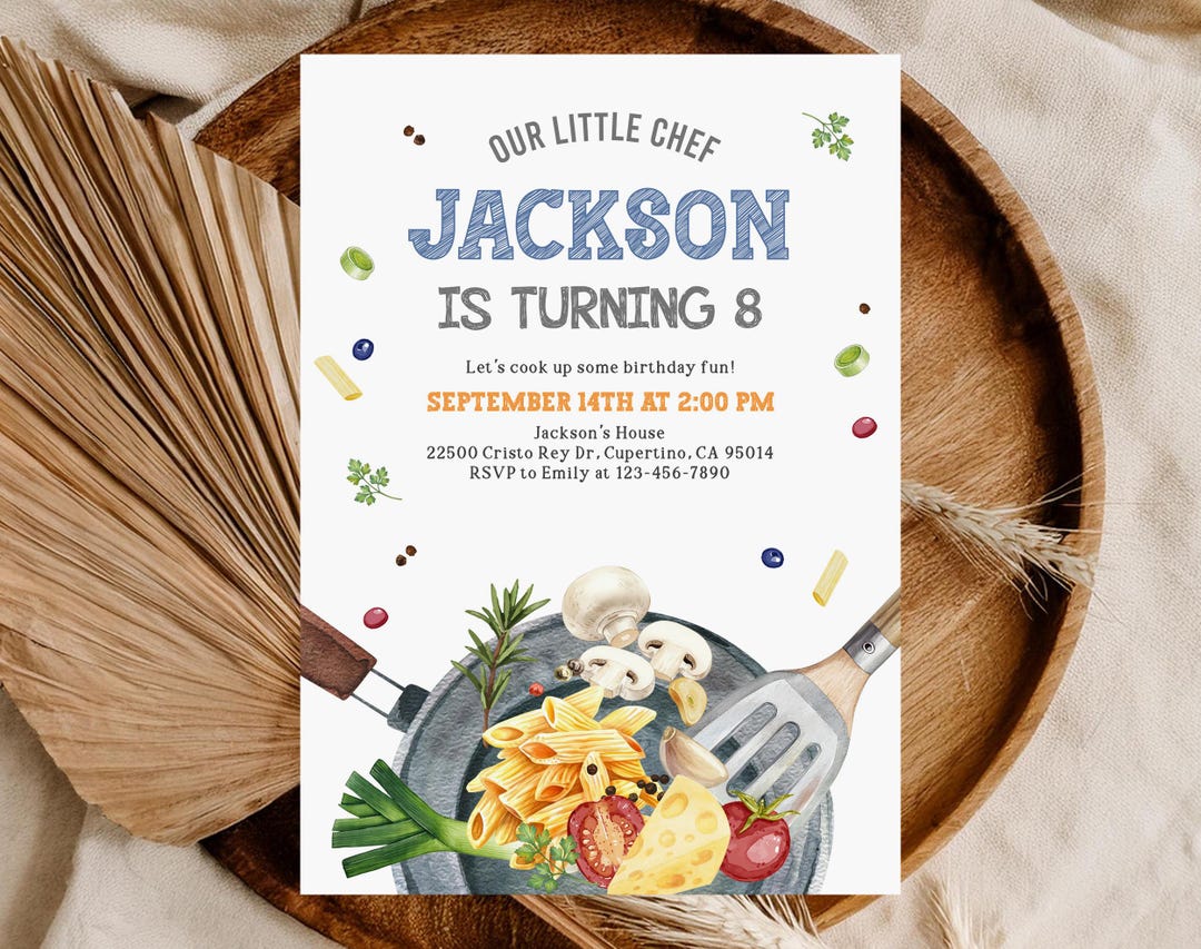 Birthday Invitation: Boys Cooking Party - Editable Canva Template ...
