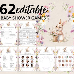 Baby Shower Games: Bunny and Wildflower Theme (Printable Pack) Eaba11