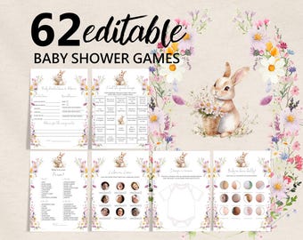 Baby Shower Games: Bunny and Wildflower Theme (Printable Pack) Eaba11