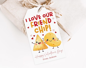 Kinder Valentinstag Karten Freund Chip Valentine Tags druckbare Kinder Geschenke Tag für Schule Klassenzimmer Tasche Chips Tags Treat Vat87