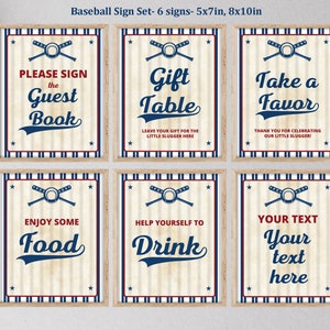 Baseball Baby Shower Birthday Table Signs Baseball Party Sign Set Favors Gift Guest book Custom sign Boy Editable Printable Download Bir296