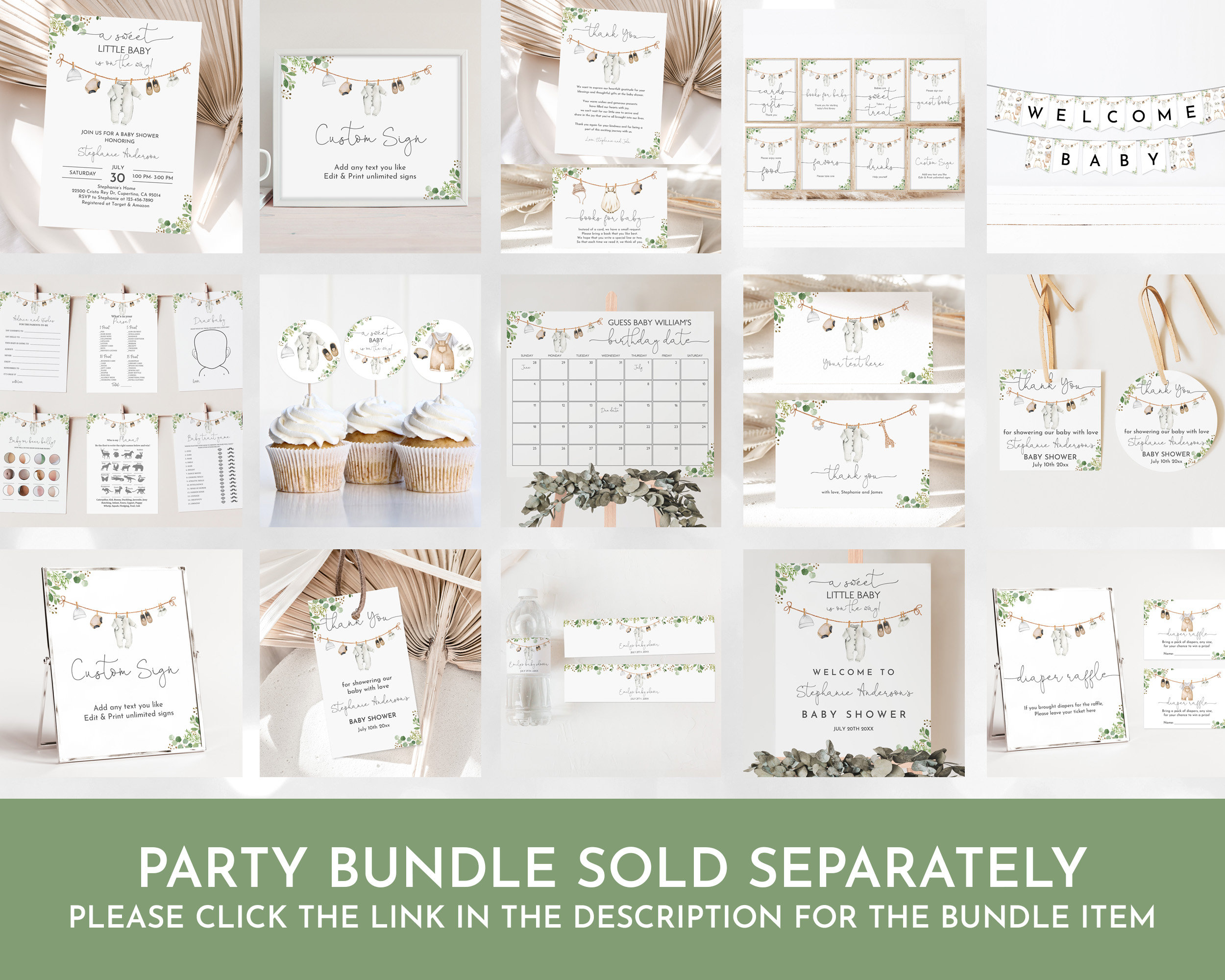 Boho Baby Shower Thank You Card - Gender Neutral Greenery Design Bab235 ...