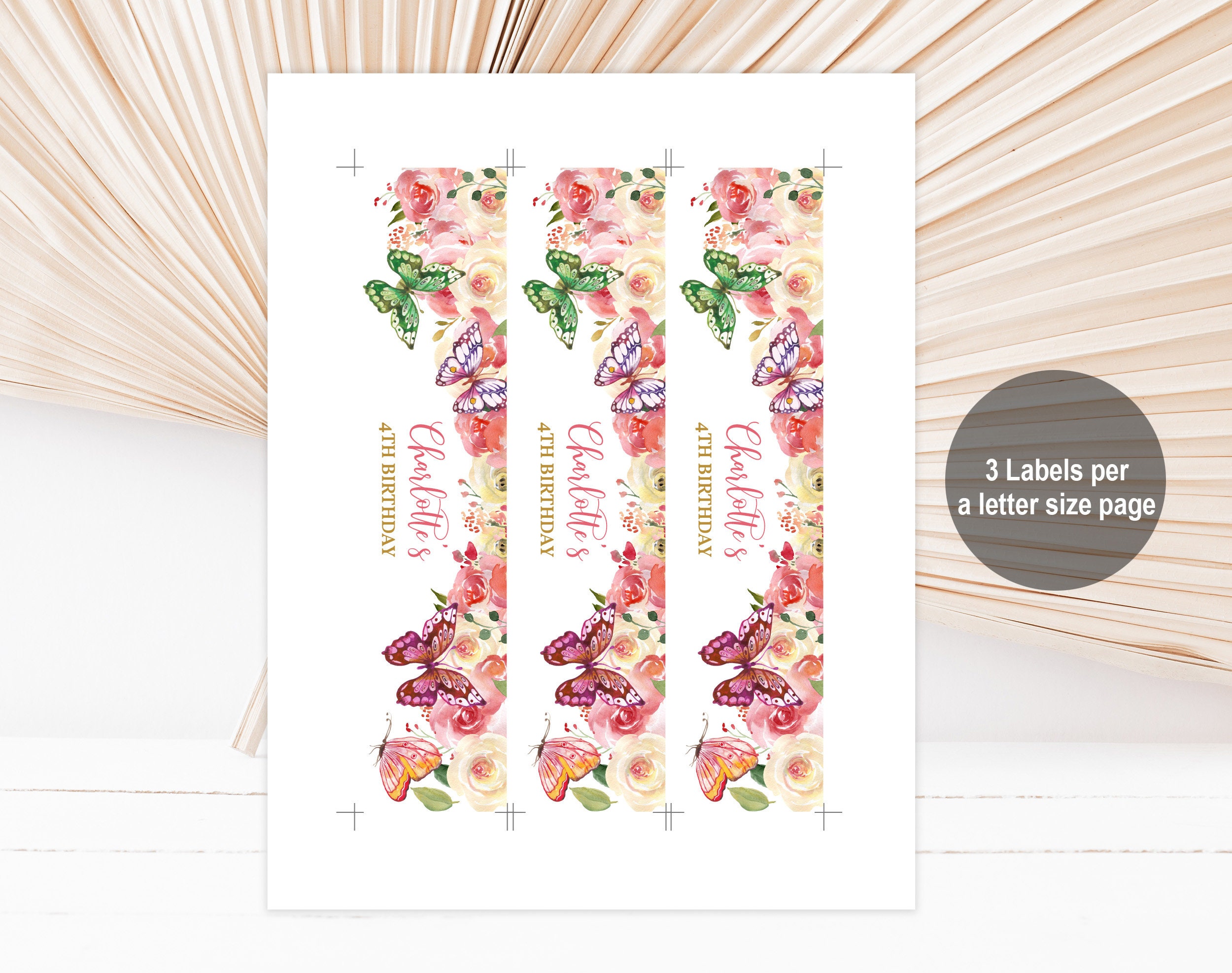 Water Bottle Labels: Butterfly Birthday Favor - Editable and Printable ...