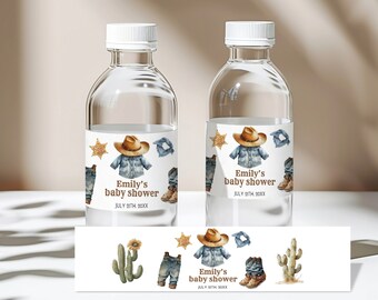 Baby Shower Bottle Labels: Wild West Cowboy Theme (Editable Printable Bab241)