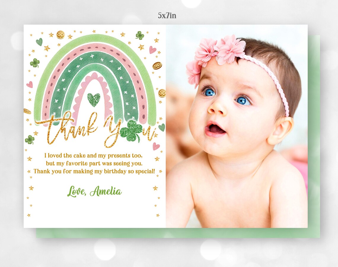 St. Patrick's Day Birthday Thank You Card St Patricks Day | Etsy