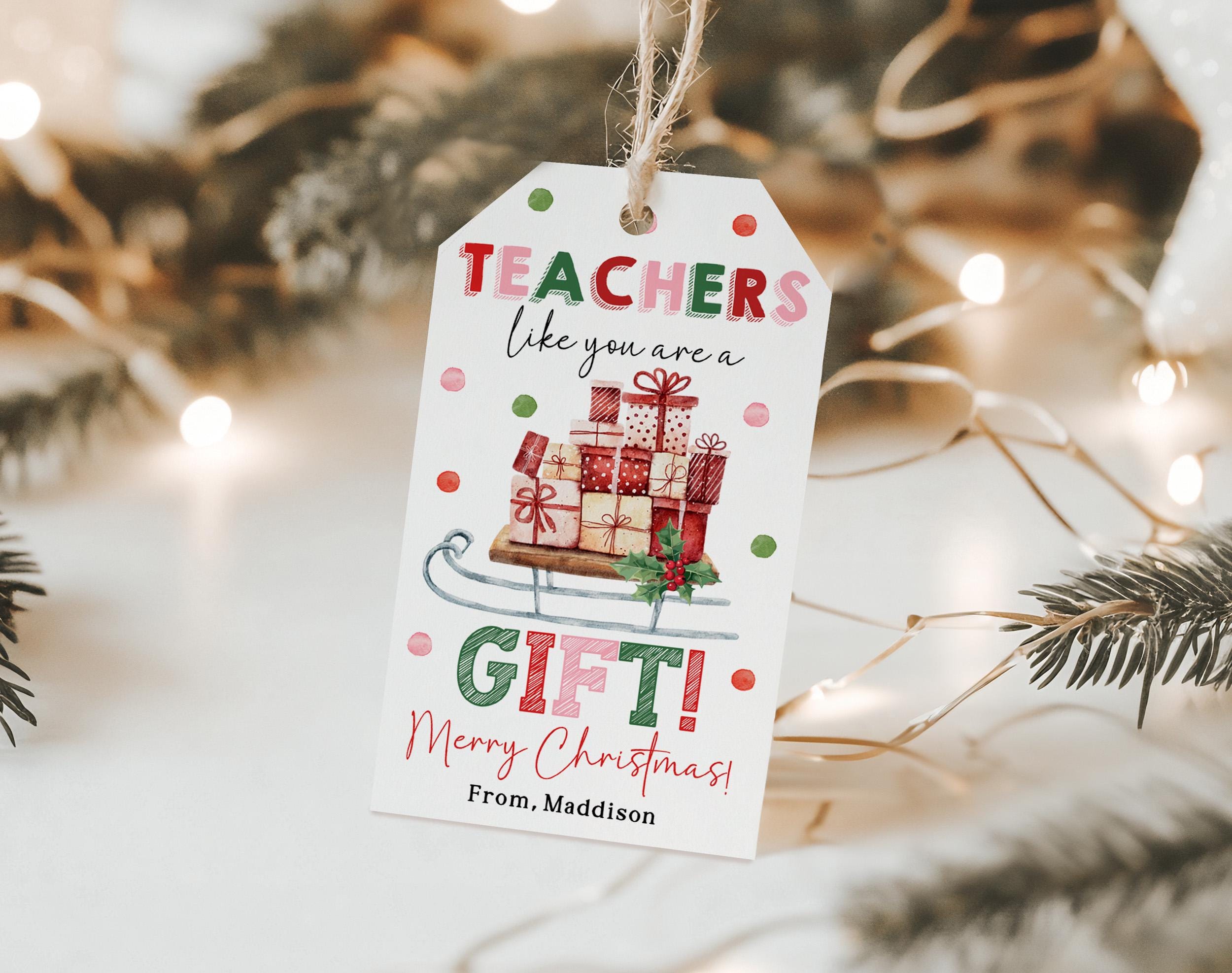 Teacher Gift Tag: Christmas Printable - Editable Digital Download ...