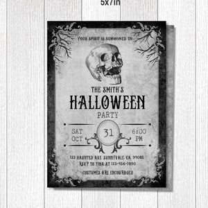 Convite de Halloween para Adultos Festa de Halloween Baixe 100% EDITÁVEL Convites de Halloween Assustadores Convites de Halloween com Caveira