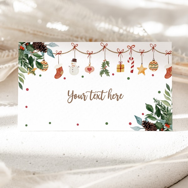 A merry little baby food tent card Christmas baby shower place cards Boho food label Gender neutral Buffet card Editable Printable Chbab1