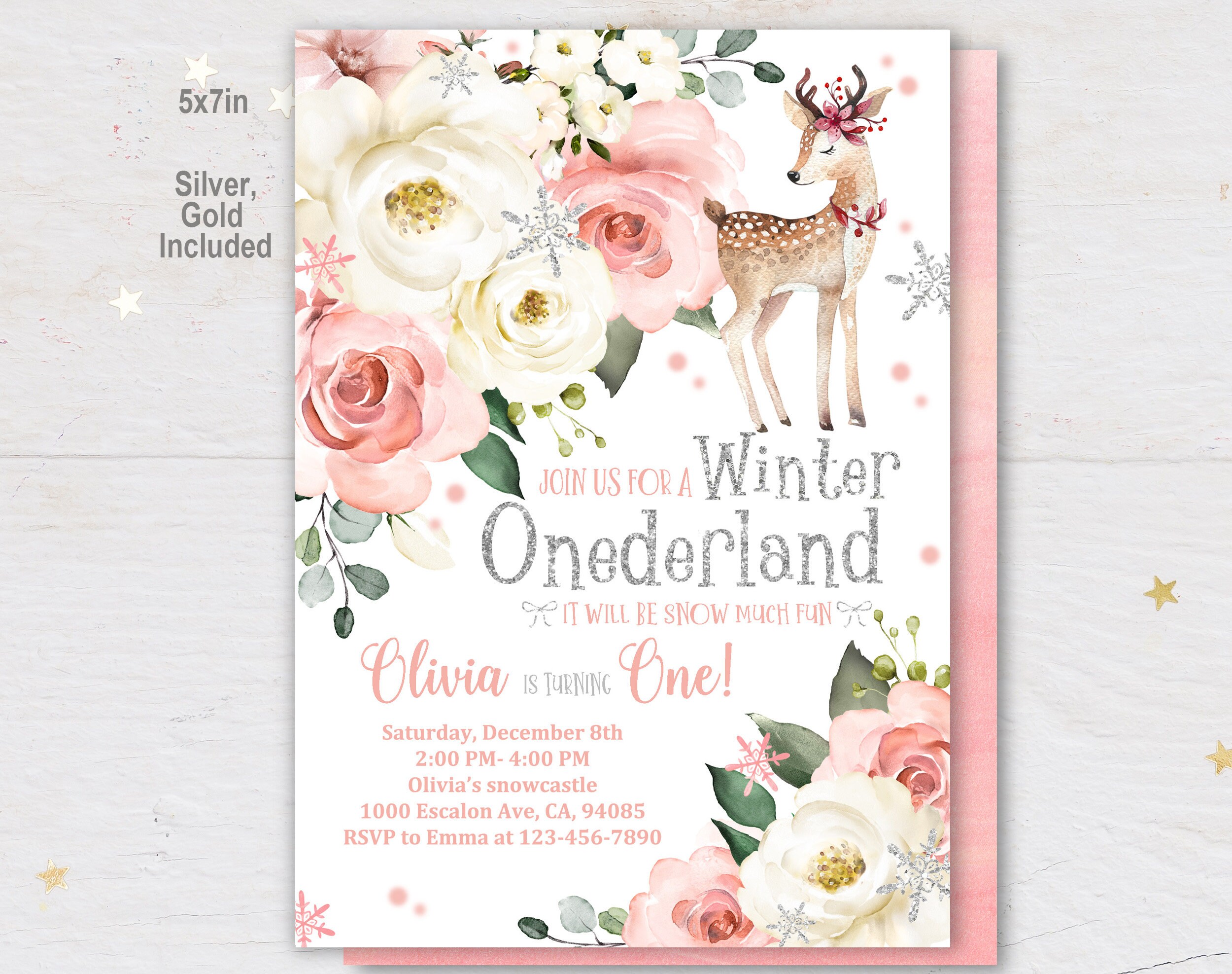 Winter Onederland Birthday Invitation Snowflake Silver Gold Etsy Ireland