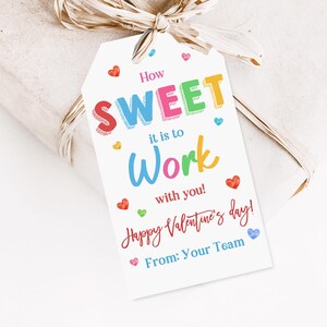 Modifiable Comme il est agréable de travailler avec vous Étiquette-cadeau pour la Saint-Valentin Équipes Personnel École PTO/PTA Admin Bénévoles Étiquette-cadeau imprimable TVA63