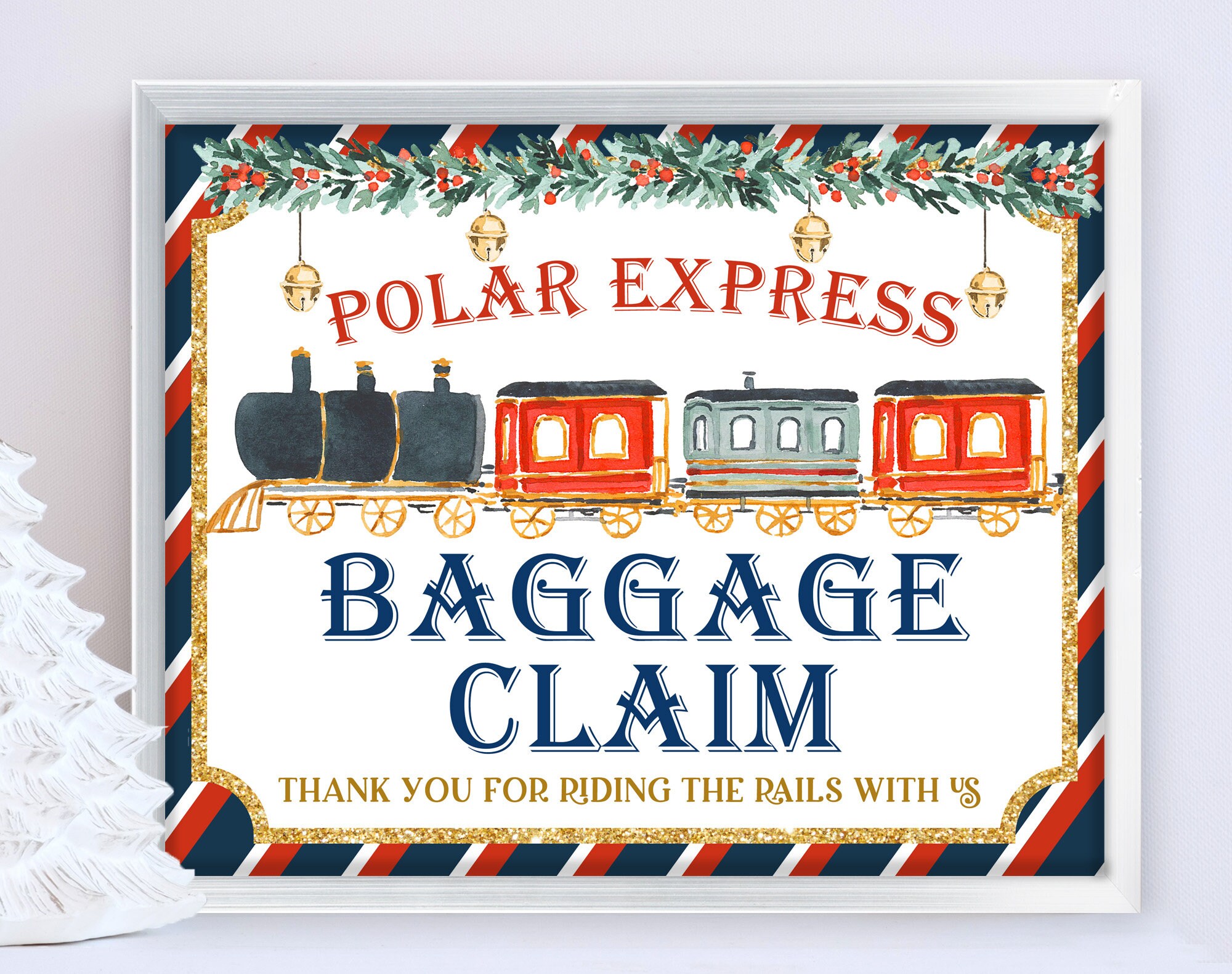 Polar Express Baggage Claim Sign Birthday Party Gift Favor Etsy UK