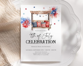 4th of July Invitation: Editable BBQ Fireworks Block Party Invite Ipdp4