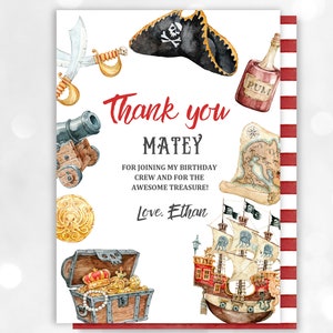 Tarjeta de agradecimiento pirata Tarjeta de agradecimiento de cumpleaños pirata EDITABLE, Descargar Bir61