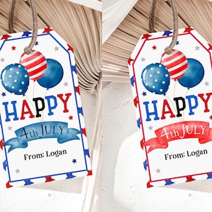 Étiquette de faveur du 4 juillet Happy 4 juillet Party Favor étiquette de faveur pour le jour de l'indépendance Merci étiquette étiquette modifiable numérique imprimable en téléchargement Ipdt6
