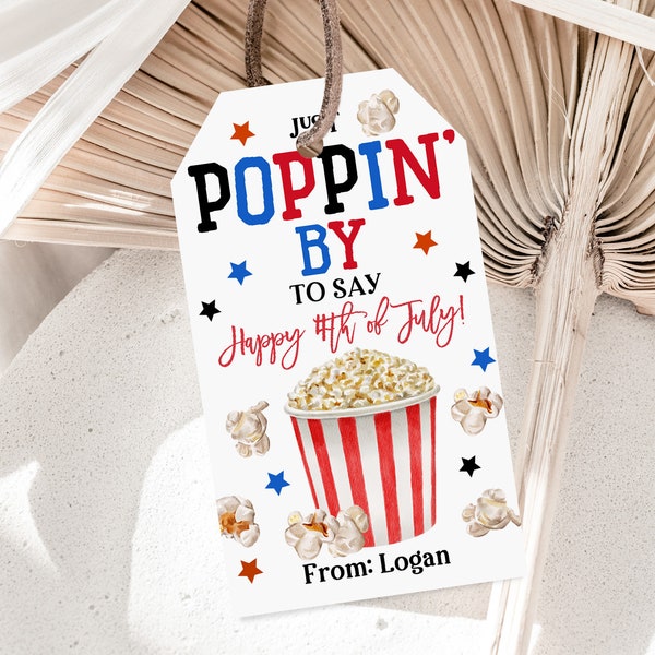 4th of July Popcorn Gift Tag Patriotic Fourth of July Tag Customer Teacher Staff Nurse Thank You Tag Editable Printable Download Ipdt4