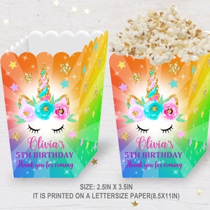 Scatola Pop Corn Personalizzata Unicorno Contenitore - Festa e Regali