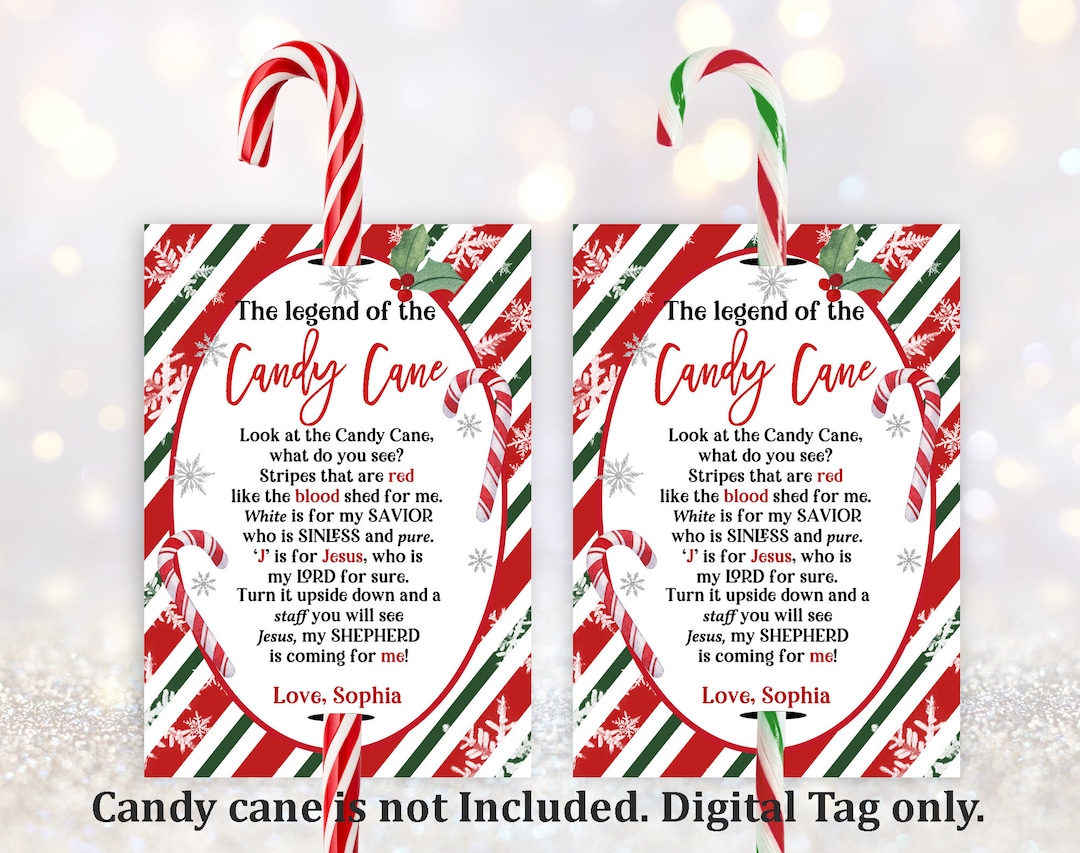 Editable Legend of Candy Cane Tag Christian Tag Candy Cane Tag Etsy UK