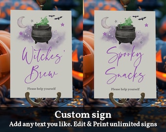 Baby Shower Sign: Halloween Witch Theme - Editable Printable Haba3