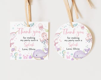 Favor Stickers: Under the Sea Ocean Animals (Birthday Printable Bir463)