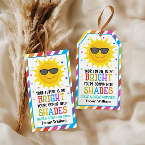 Graduation Favor Tags: 'Future So Bright' Sunglasses - Editable & Printable Est27